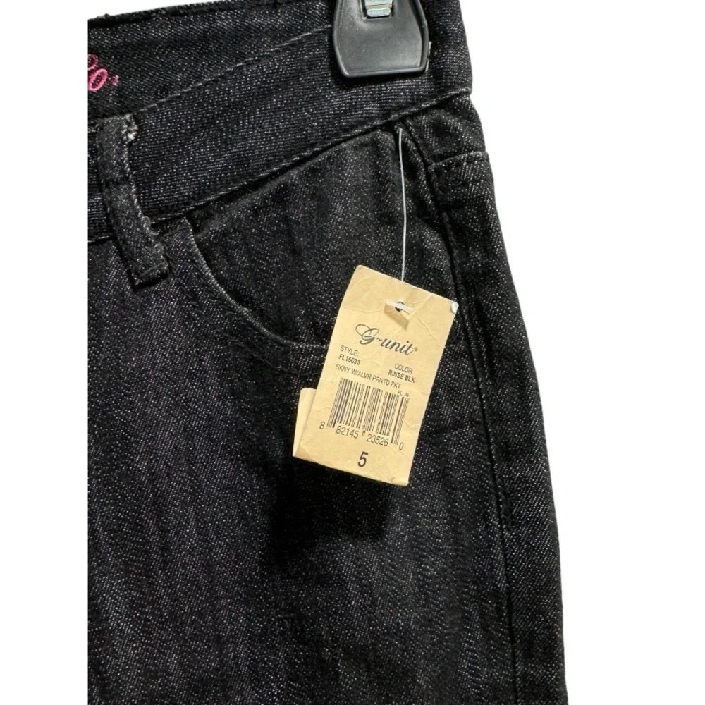 G-Unit Skinny Stretch Slim Cut Black Rinse Jeans, G-Unit Logo Sz. 5 - Picture 6 of 7